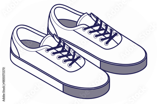 Two White Sneakers with Dark Gray Soles and Laces shoes footwear