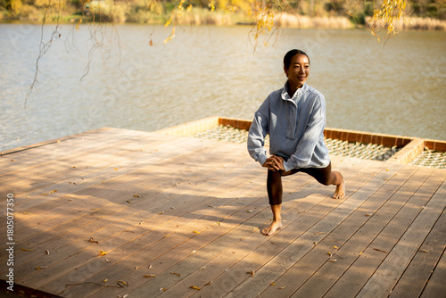 Korean woman practicing lun...