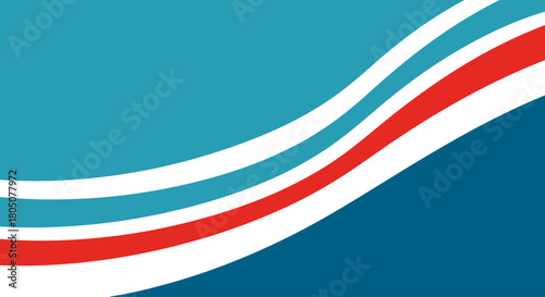Abstract Ocean Waves Illustration with Stripes of Red, White, and Blue