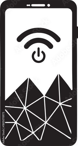 Digital phone off icon. phone detox silhouette off icon.