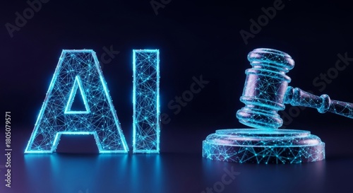 Ai law and regulation: digital gavel with artificial intelligence text
