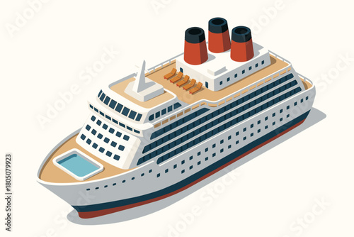 Luxury Cruise Ship Isometric Illustration