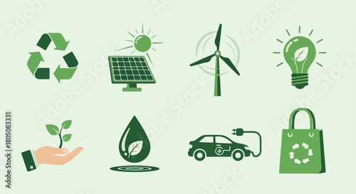 Eco-friendly concepts icons set with transparent background
