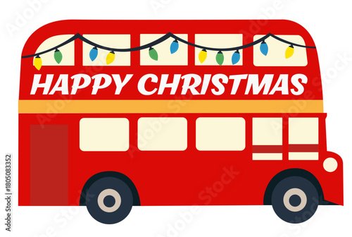 Happy Christmas Red Double Decker Bus