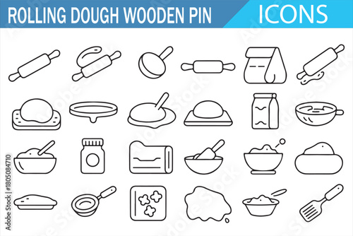 Kitchen Baking Utensils and Dough Tools Minimal Icon Pack
