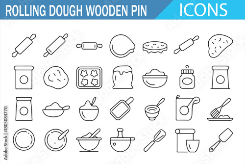 Outline Symbols for Baking Supplies, Jars, and Mixing Tools