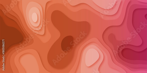 Soft Coral Gradient Texture. abstract papercut background with 3d geometry circles.