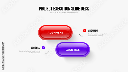 Marketing Planning 2 Element Infographic Presentation Template. Consulting Report Two Option Diagram Slideshow Design. Sales Launch Slide Layout Vector Illustration.