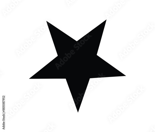 Simple solid black five pointed star shape isolated on a white background