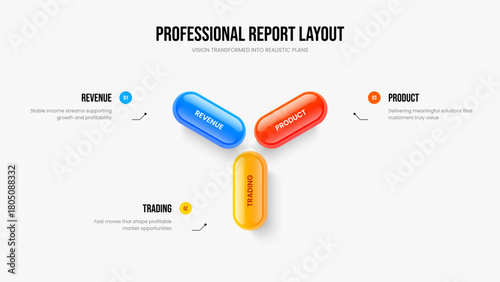 Company Growth 3 Element Infographic Frame Template. Creative Introduction Slideshow Layout Vector Illustration. Visual Briefing Three Option Diagram Slide Design.