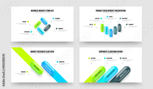 Corporate Showcase 4 5 2 3 Step Diagram Frame Layout Bundle. Project Planning Four Five Two Three Option Infographic Presentation Template Vector Illustration Collection.