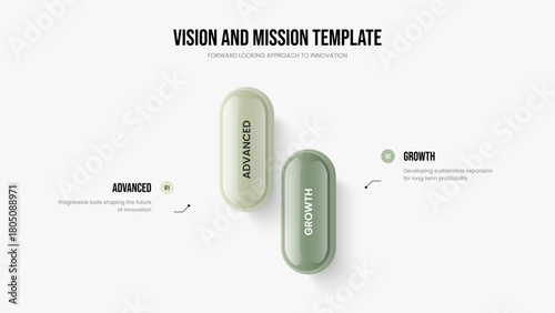 Financial Innovation Presentation Layout Vector Illustration. Product Plan Two Element Diagram Slide Design. Advertising Campaign 2 Step Infographic Slideshow Template.