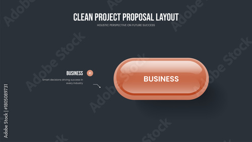 Advertising Solution One Option Infographic Slideshow Template. Corporate Profile 1 Step Diagram Presentation Layout. Professional Planning Slide Design Vector Illustration.