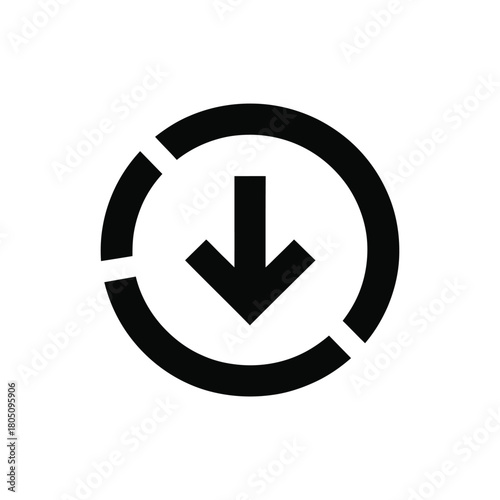 A black circular arrow points downward, indicating a decrease in value or direction.