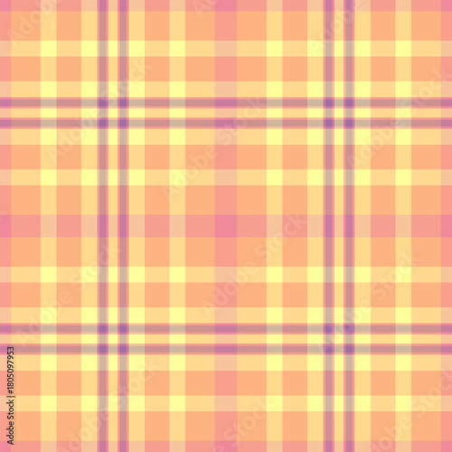 Menu texture background vector, dreamy seamless textile fabric. Yuletide check plaid tartan pattern in red and orange colors.