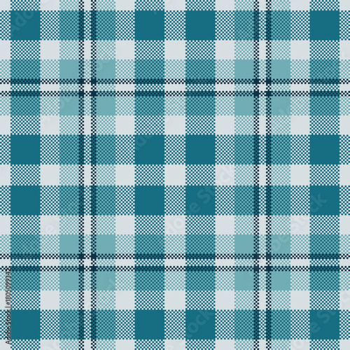 Classic teal plaid pattern. Textile design for fabric, paper, backdrops. Evokes cozy, heritage, and refined rustic charm. Versatile for various creative projects.
