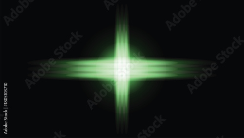 Green Star Flares and Sunburst Light Effects Vector Set