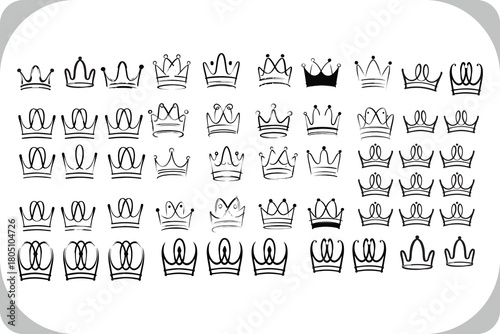 Collection of Hand-Drawn Sketchy Crowns