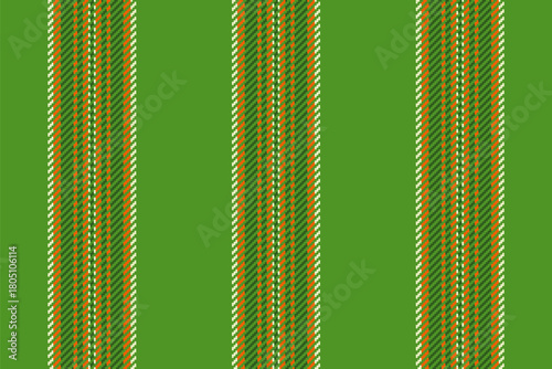 Vertical striped textile pattern in vibrant greens, oranges and whites. A classic design for fabrics, backgrounds, and designs needing a colorful, textured feel.