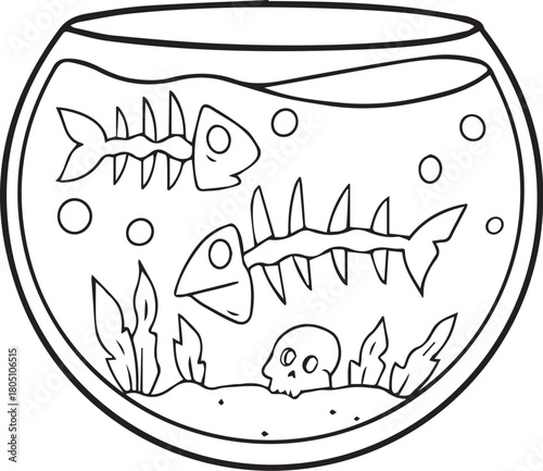 Piranha Aquarium Tattoo Stencil T-shirt Print