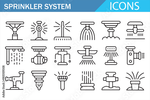 Fire Protection and Water Irrigation Outline Icon Pack