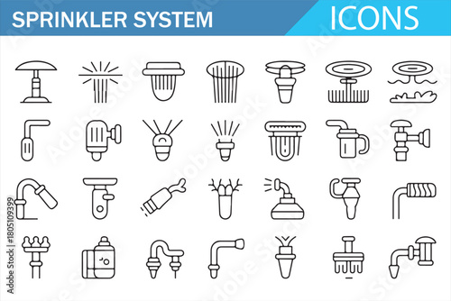 Industrial Water Spray and Fire Safety Icon Collection