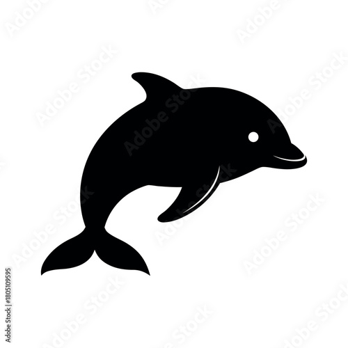 Beluga Whale Black Silhouette Line Art Vector Illustration