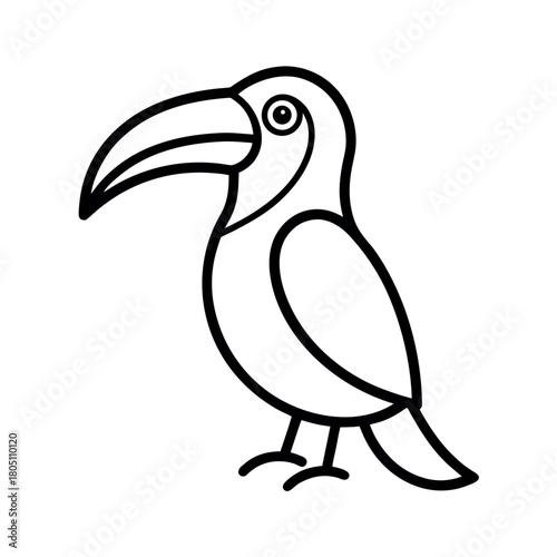 Toucan Outline Line Art Vector Illustration