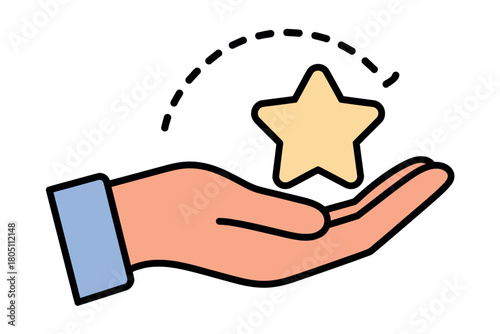 A hand holding a golden star, representing recognition and achievement.
