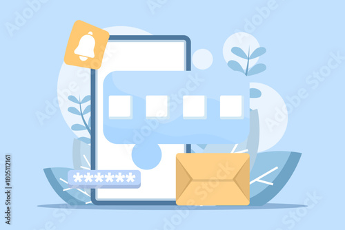 OTP or One-Time Password concept shown through a smartphone receiving a numeric verification code, symbolizing secure user authentication and account protection.