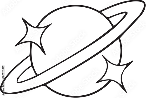 Planet Icon Tattoo Stencil T-shirt Print