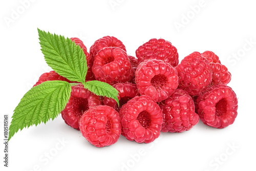 Ripe raspberries isolated on a white background