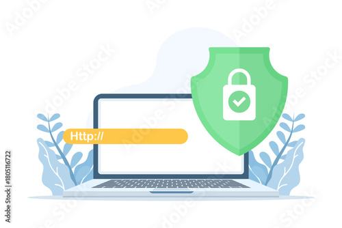 SSL certificate concept. Secure Sockets Layer icon on smartphone screen, representing encrypted data transmission, HTTPS protocol, and secure connection between client and server.