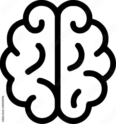 An outline icon representing the human brain, symbolizing intelligence, thought, memory, and cognitive mental processes.