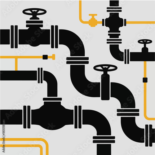 Industrial Pipeline Network Background Vector