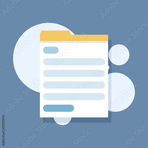 Flat cartoon icon of a text document, representing petition forms, claims, submissions, or study letters, illustrated in a clean and modern graphic style.