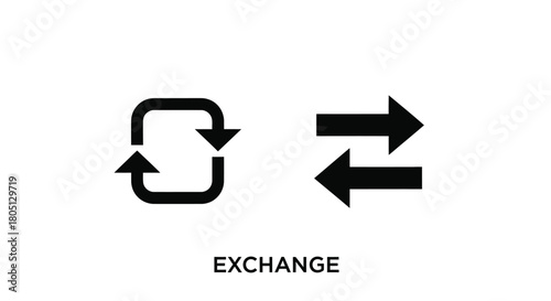 Black arrows depicting a cyclical exchange and bidirectional movement on white