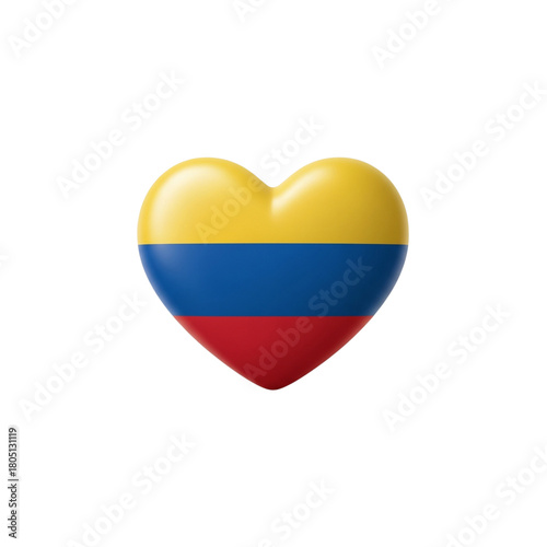 A glossy, three-dimensional heart icon featuring the national flag of Colombia (yellow, blue, and red). It symbolizes Colombian culture, national pride, and South American identity. Free Download A glossy, three-dimensional heart icon featuring the national flag of Colombia (yellow, blue, and red). It symbolizes Colombian culture, national pride, and South American identity. - GFXLoad