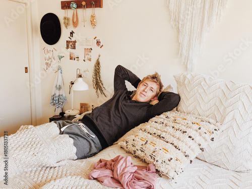 Blonde Male in Bed