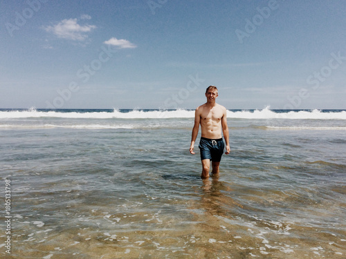 Fit Blonde Male in the Ocean