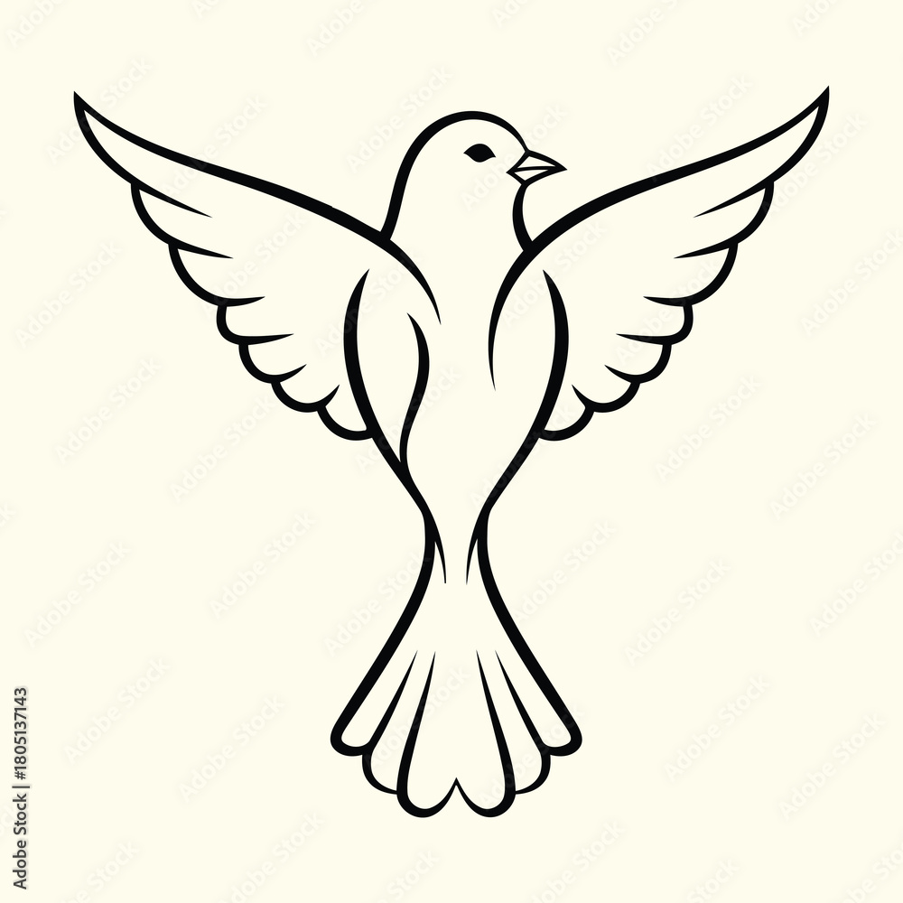 Fototapeta premium Dove with outstretched wings isolated on, symbol of peace