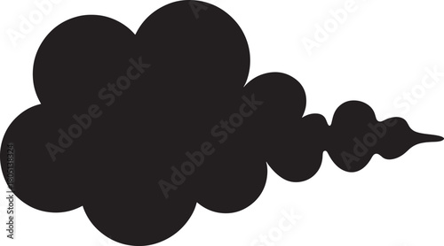 Black silhouette of a cloud or smoke plume shape on white background vector illustration