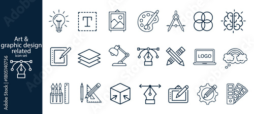 Art, creativity and graphic design related icon set