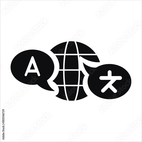 foreign language icons. simple solid vector