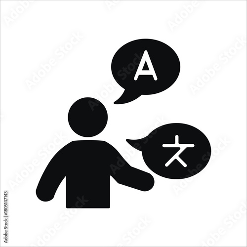 bilingual icons. simple solid vector