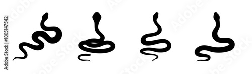 Stylized snake silhouettes set for various design purposes.