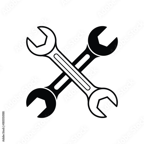 Two crossed wrenches represent the concept of repair and maintenance