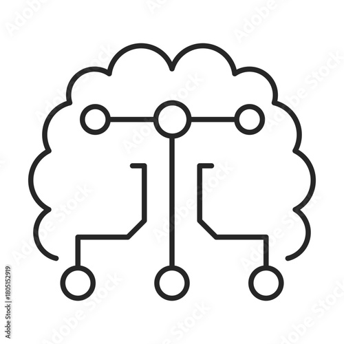 brain information technology line icon