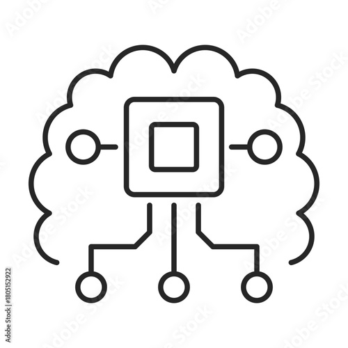 brain information technology line icon