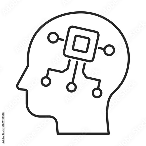 brain information technology line icon